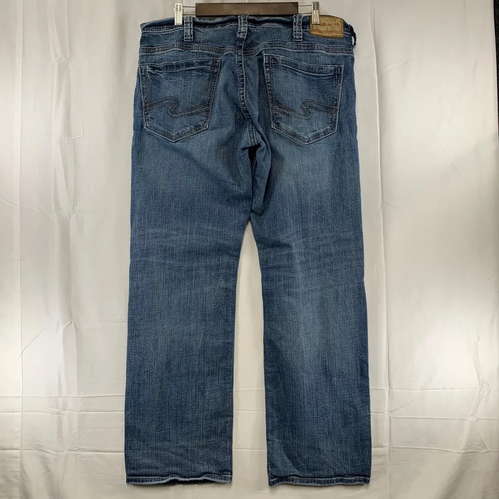 Silver Jeans Co Gordie Jeans Mens 36x34 Blue Loose Fit Straight Leg M83456LDS328